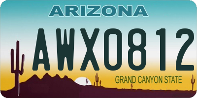 AZ license plate AWX0812