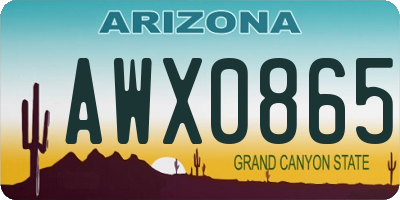 AZ license plate AWX0865