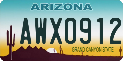 AZ license plate AWX0912