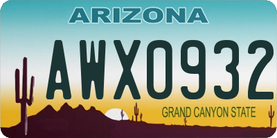 AZ license plate AWX0932