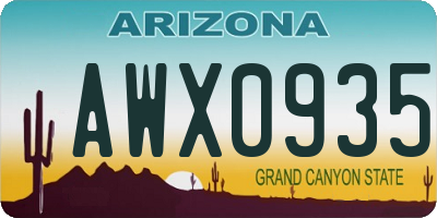AZ license plate AWX0935