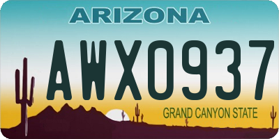 AZ license plate AWX0937
