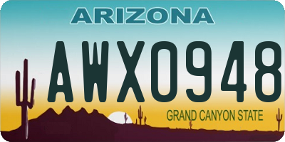 AZ license plate AWX0948