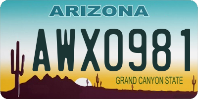 AZ license plate AWX0981