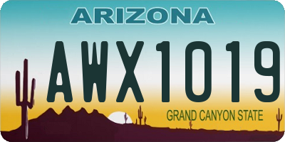 AZ license plate AWX1019