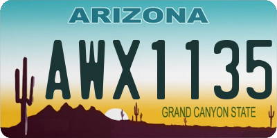 AZ license plate AWX1135