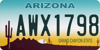 AZ license plate AWX1798
