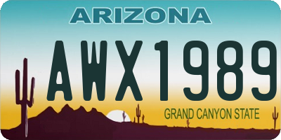 AZ license plate AWX1989