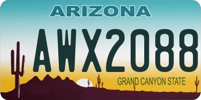 AZ license plate AWX2088
