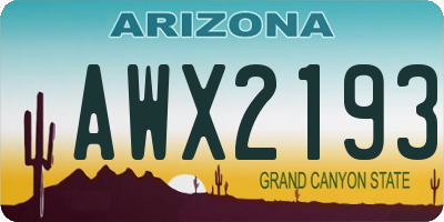 AZ license plate AWX2193