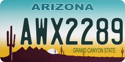 AZ license plate AWX2289