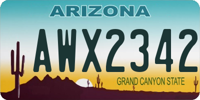 AZ license plate AWX2342