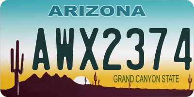 AZ license plate AWX2374