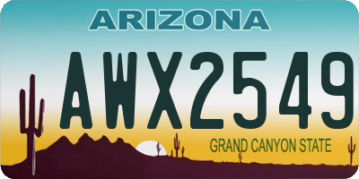 AZ license plate AWX2549