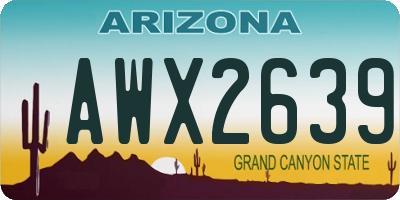 AZ license plate AWX2639
