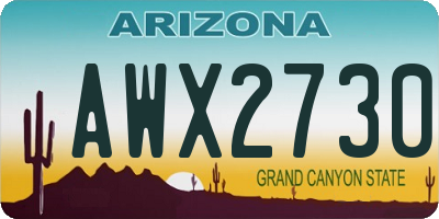 AZ license plate AWX2730