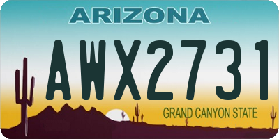 AZ license plate AWX2731