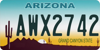 AZ license plate AWX2742