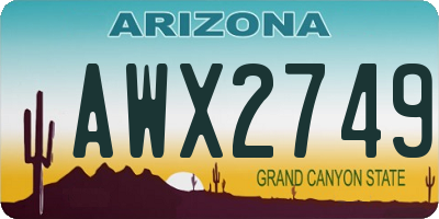AZ license plate AWX2749