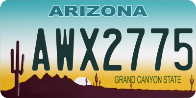 AZ license plate AWX2775