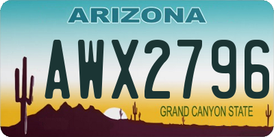 AZ license plate AWX2796