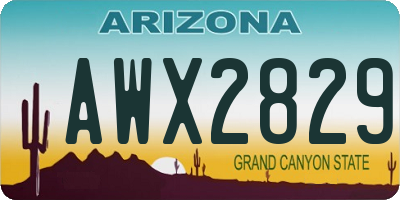 AZ license plate AWX2829