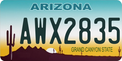 AZ license plate AWX2835