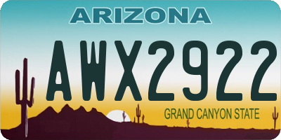 AZ license plate AWX2922