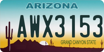 AZ license plate AWX3153