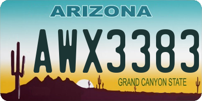 AZ license plate AWX3383