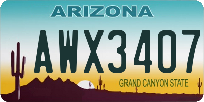 AZ license plate AWX3407