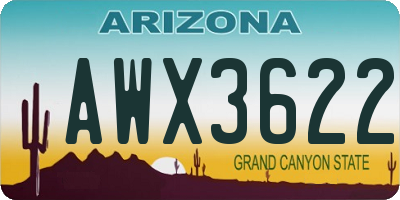AZ license plate AWX3622