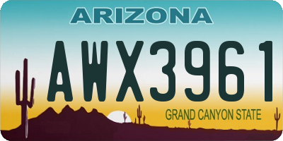 AZ license plate AWX3961