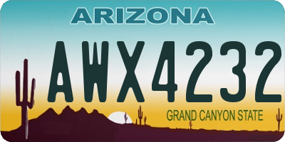 AZ license plate AWX4232