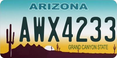 AZ license plate AWX4233
