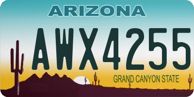 AZ license plate AWX4255