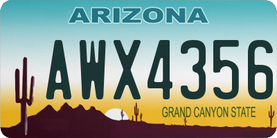AZ license plate AWX4356