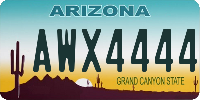 AZ license plate AWX4444