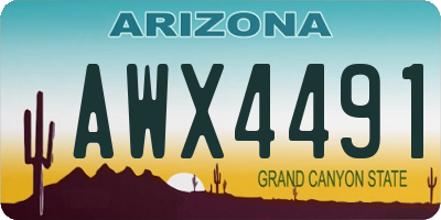 AZ license plate AWX4491