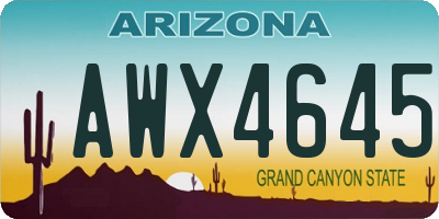 AZ license plate AWX4645
