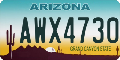 AZ license plate AWX4730