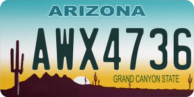 AZ license plate AWX4736
