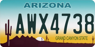 AZ license plate AWX4738