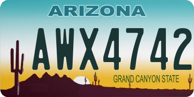 AZ license plate AWX4742