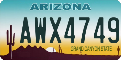 AZ license plate AWX4749