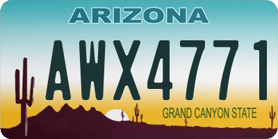 AZ license plate AWX4771