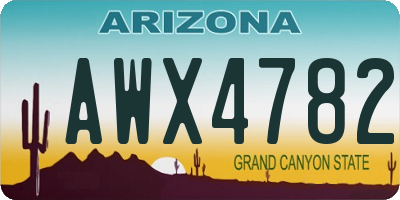 AZ license plate AWX4782