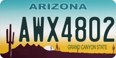 AZ license plate AWX4802