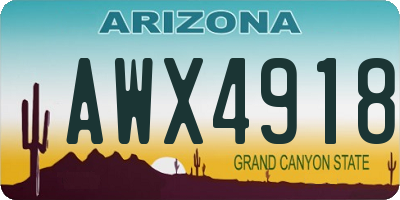 AZ license plate AWX4918