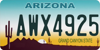 AZ license plate AWX4925